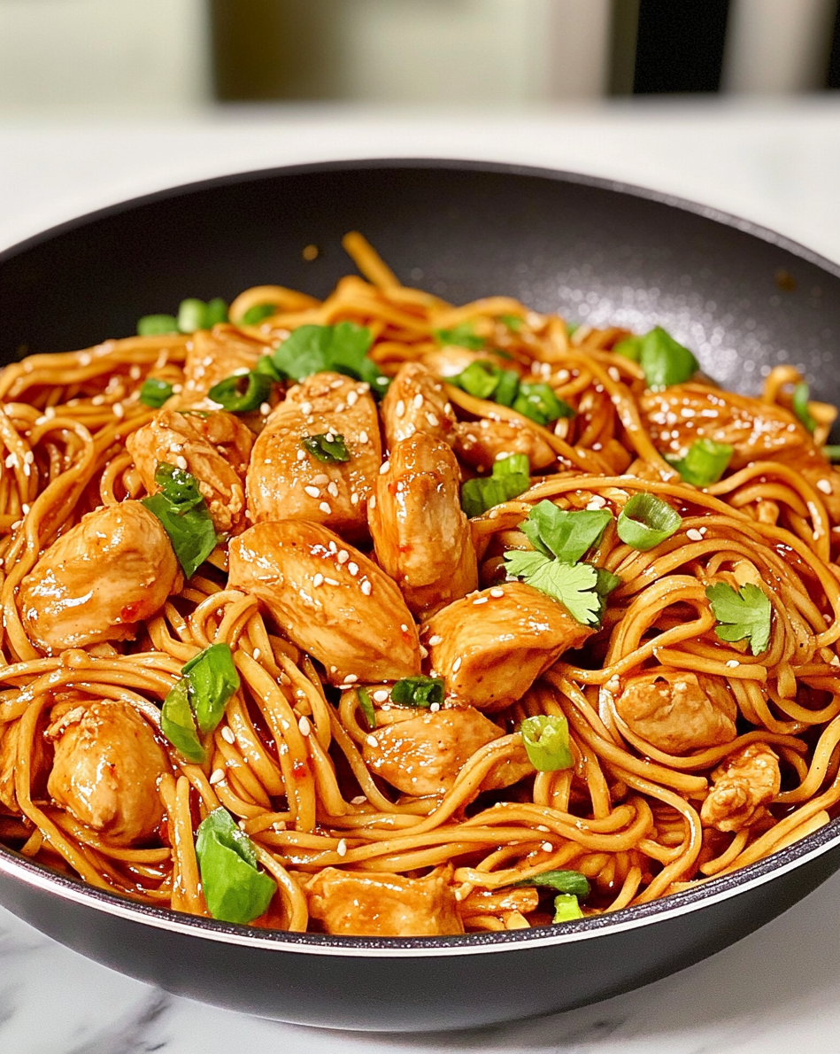 One Pan Spicy Soy Noodles with Chicken