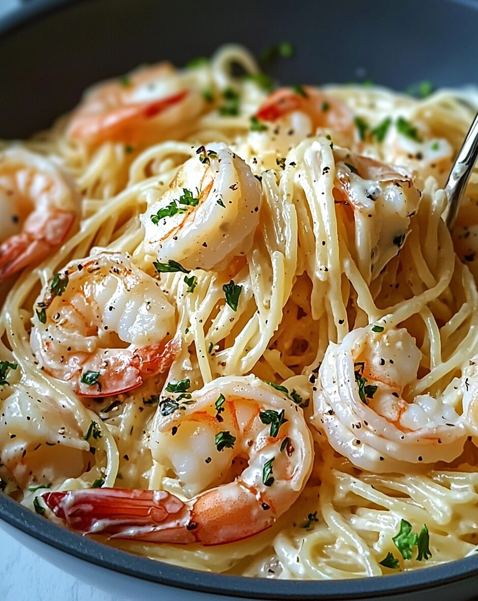 Creamy Angel Hair Pasta with Shrimp