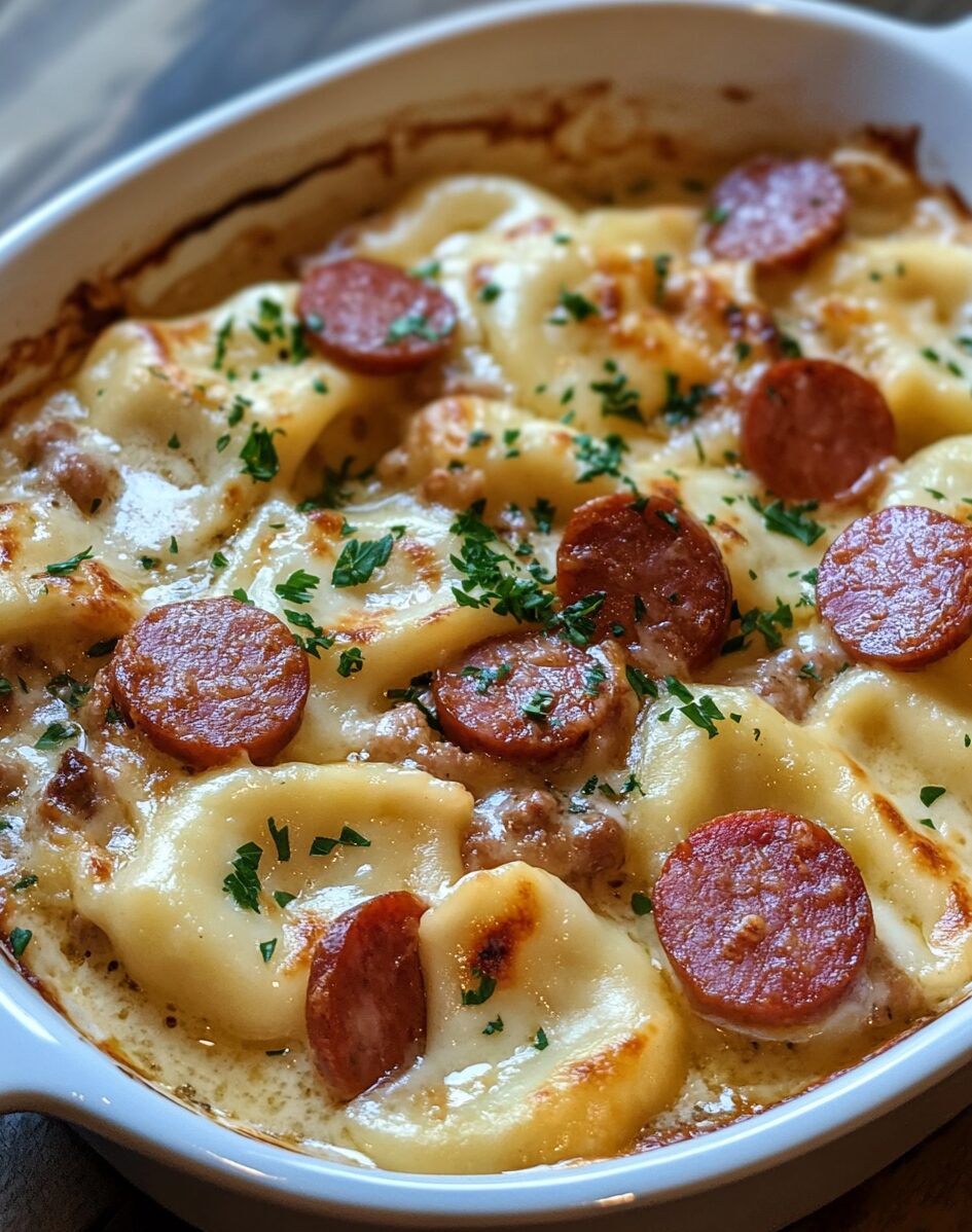 Crockpot Pierogi Casserole with Kielbasa
