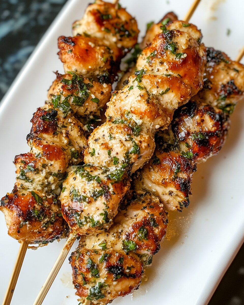 Ranch Garlic Parmesan Chicken Skewers