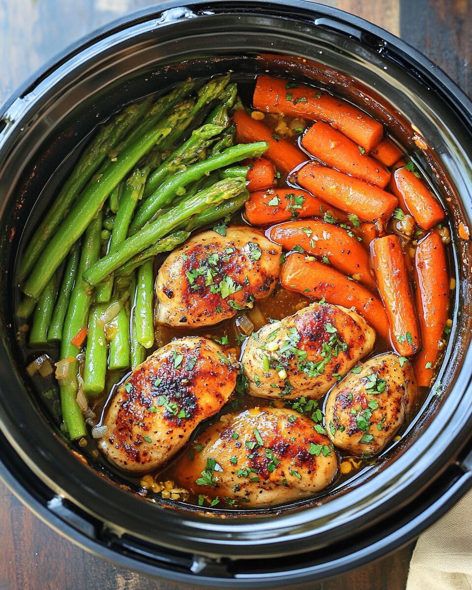 Slow Cooker Honey Garlic Chicken and Veggies