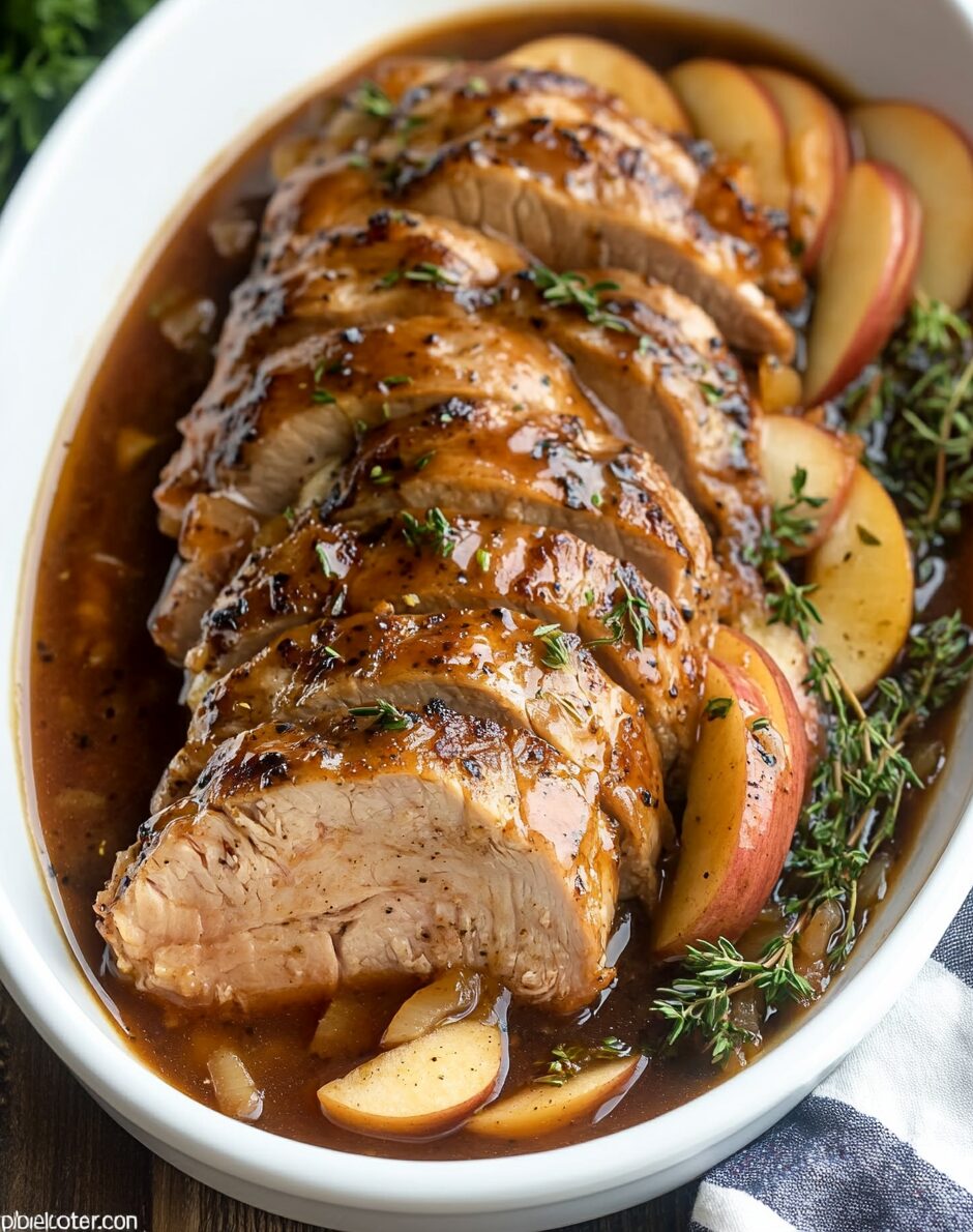 Slow Cooker Pork Tenderloin with Apples and Onions