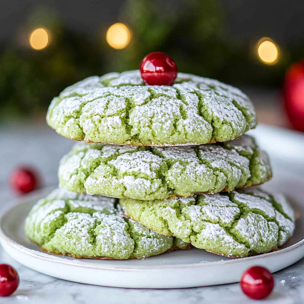 Grinch Crinkle Cookies