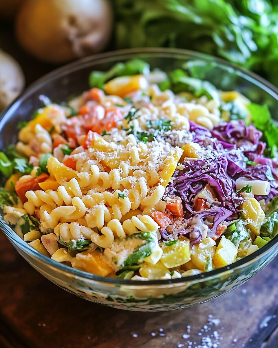 Vibrant Veggie & Pasta Layered Salad