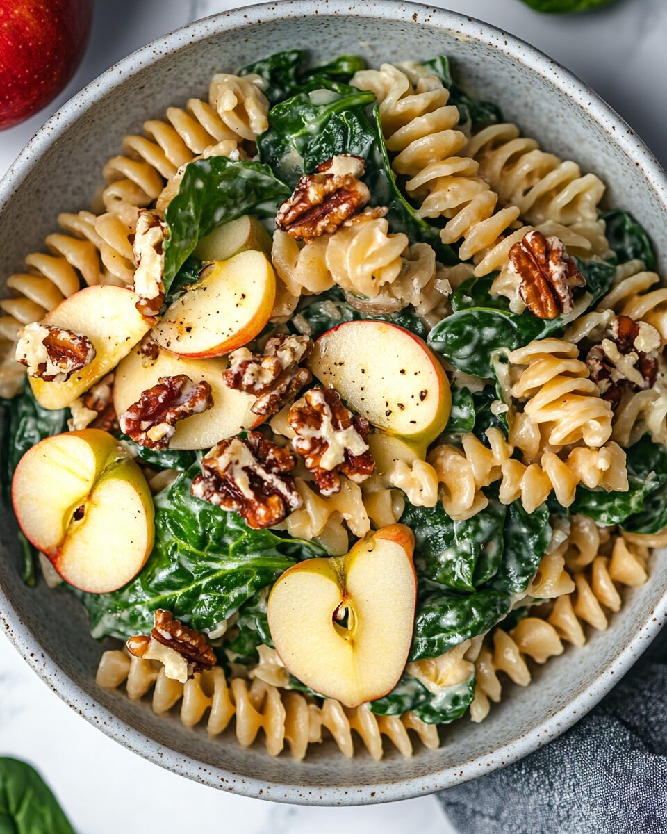 Autumn Spinach and Apple Pasta Salad