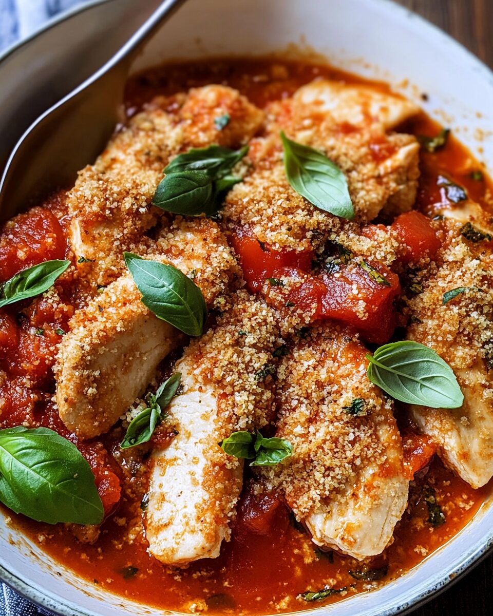 Chicken Arrabiata with Herb and Garlic Breadcrumbs