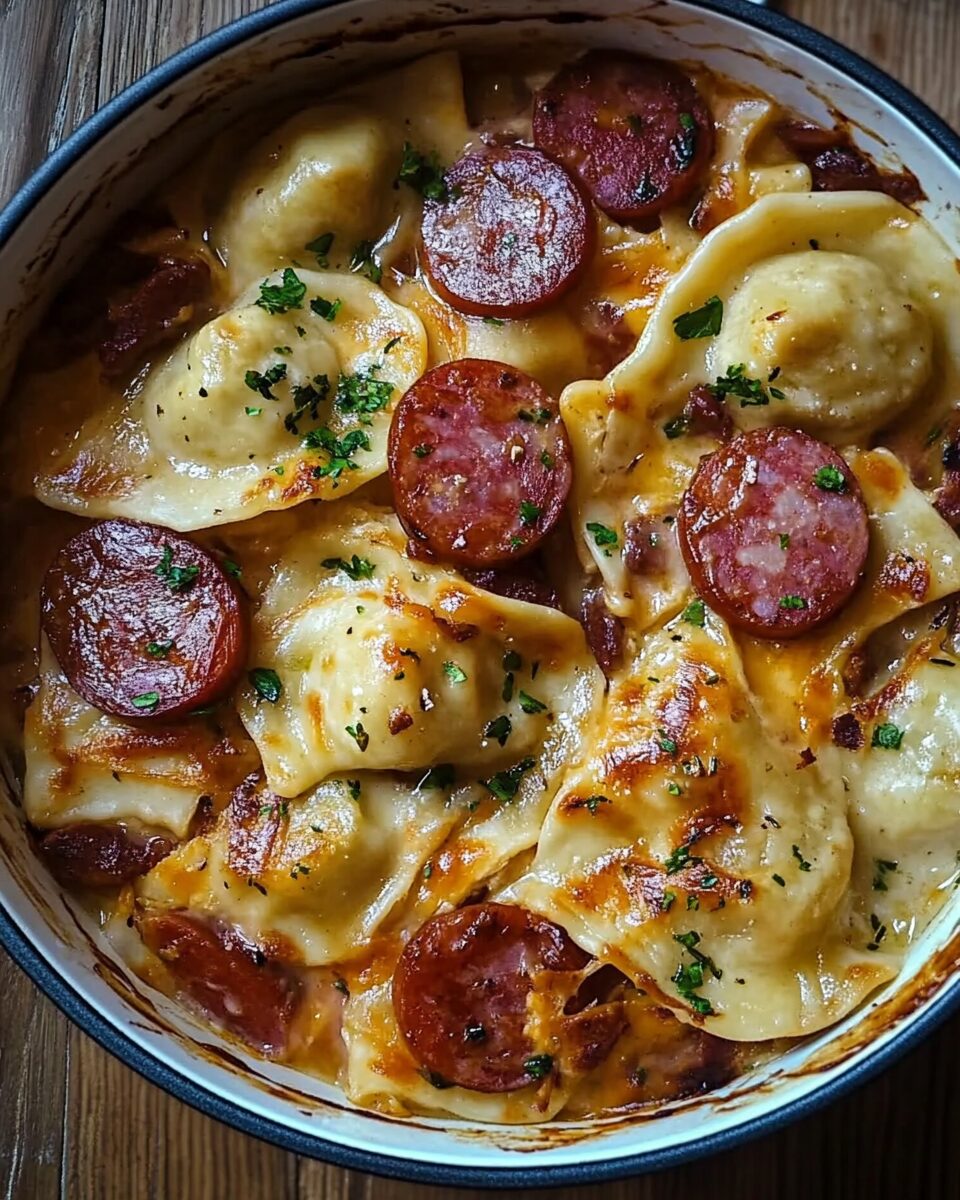 Pierogi Casserole with Kielbasa