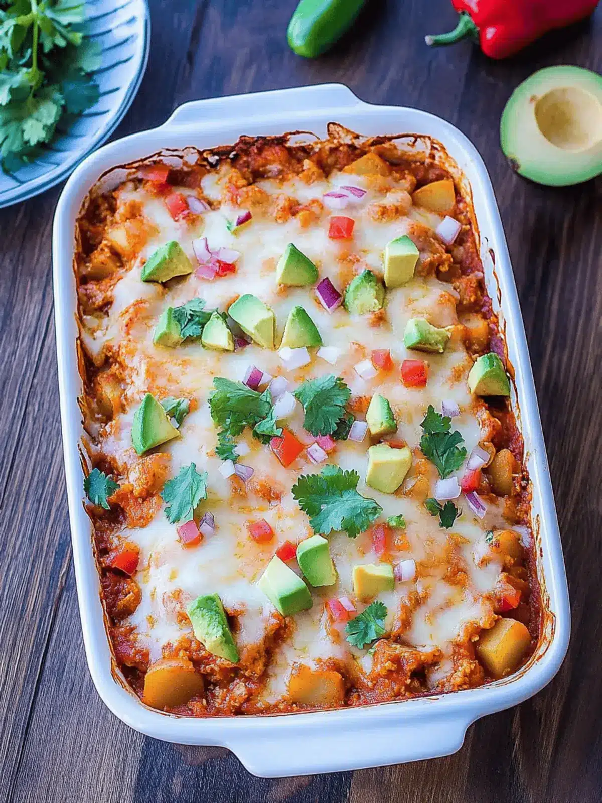 Cheesy Potato Enchilada Casserole