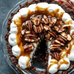 Caramel Turtle Brownie Pie