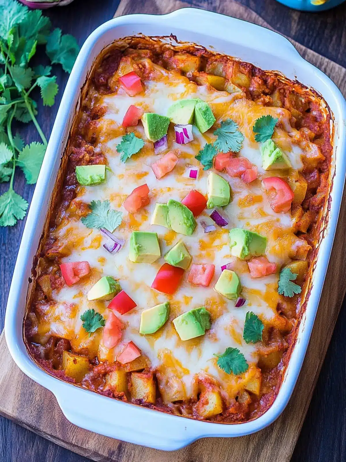 Cheesy Potato Enchilada Casserole