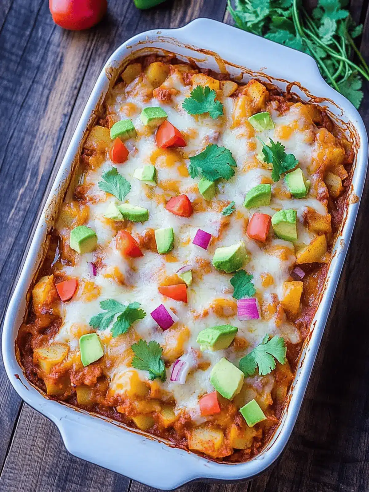 Cheesy Potato Enchilada Casserole