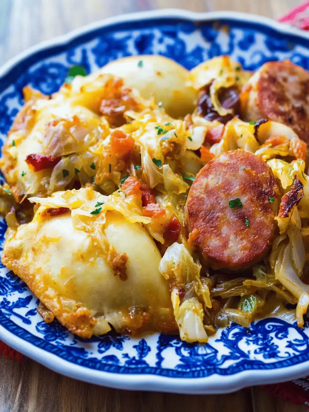 Kielbasa, Pierogi & Fried Cabbage
