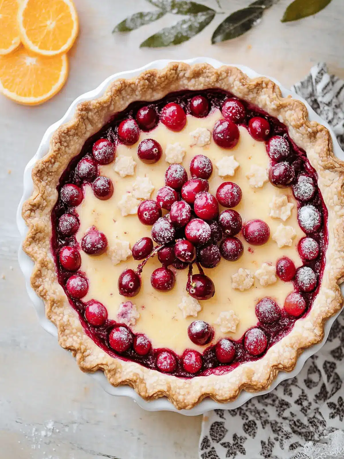 Cranberry Orange Custard Pie