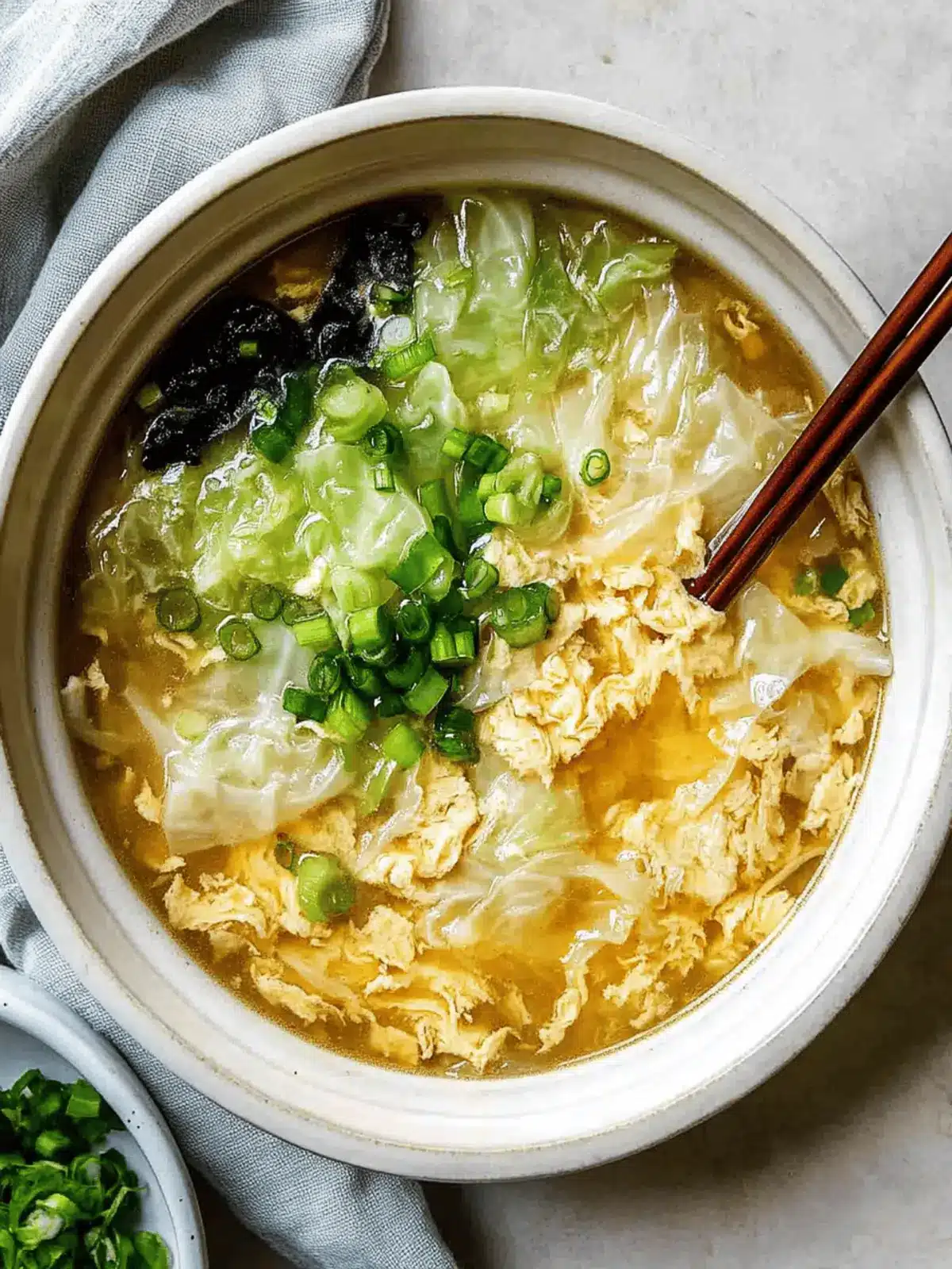 Napa cabbage egg drop soup