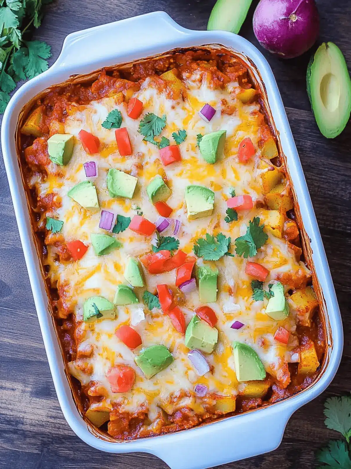 Cheesy Potato Enchilada Casserole