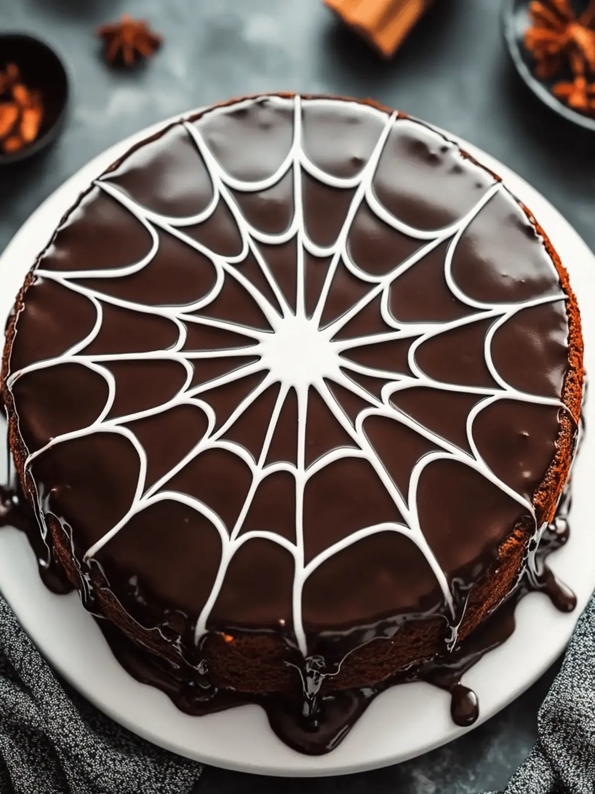 Spiderweb Chocolate Cake