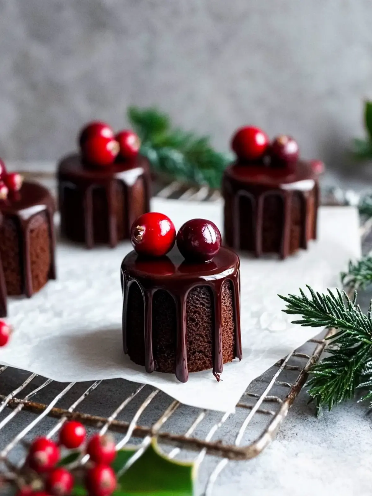 Chocolate Cranberry Christmas Mini Cakes You’ll Crave this Holiday 3 Chocolate Cranberry Christmas Mini Cakes