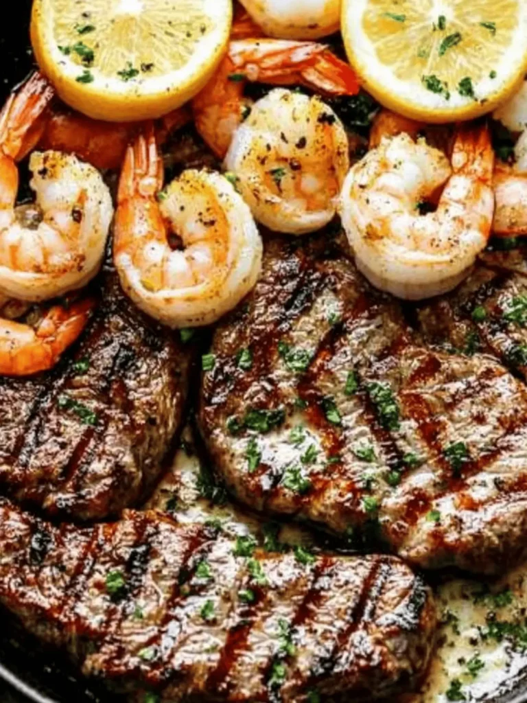 Garlic Butter Grilled Steak And Shrimp