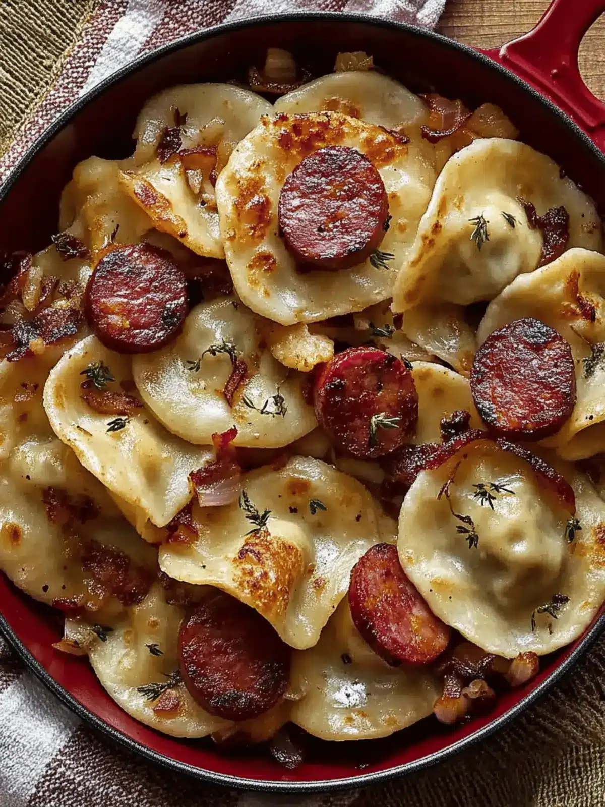 Savory Pierogies and Kielbasa with Caramelized Onions 5 Pierogies and Kielbasa