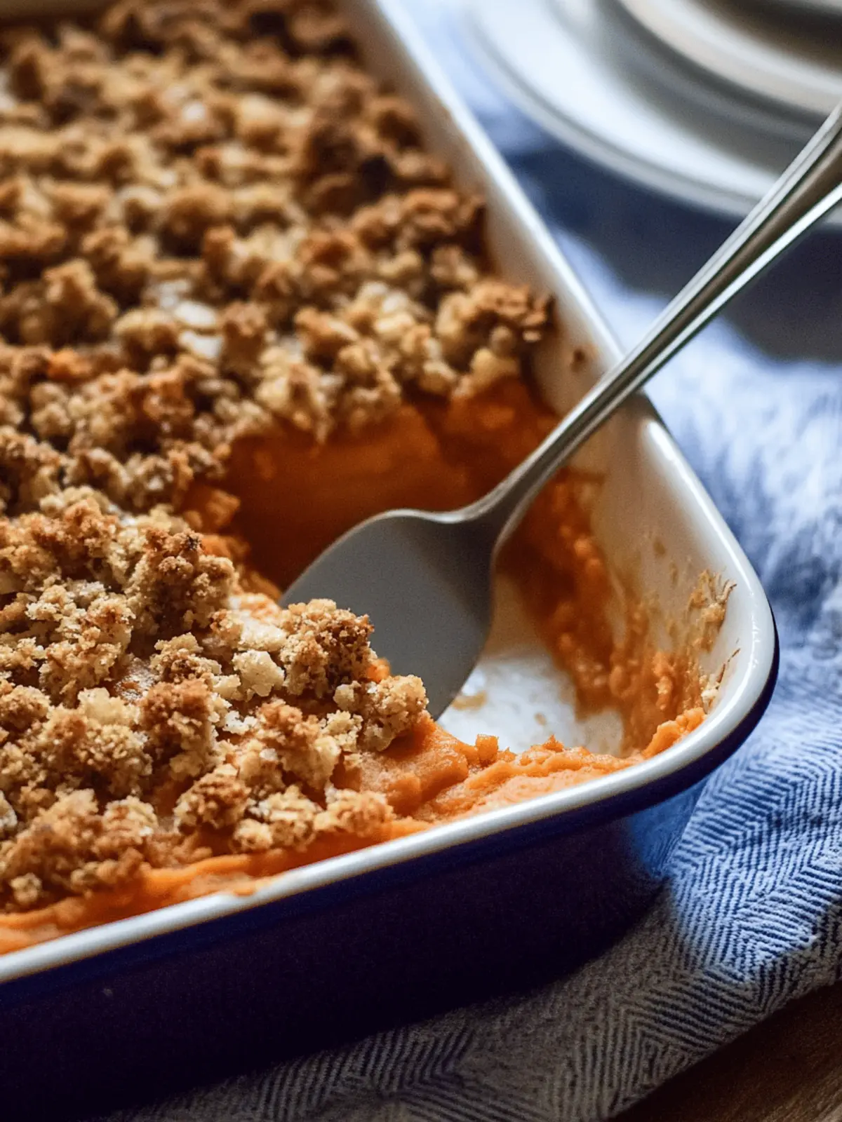 Buttery Sweet Potato Casserole with Crunchy Nut Topping 4 Buttery Sweet Potato Casserole