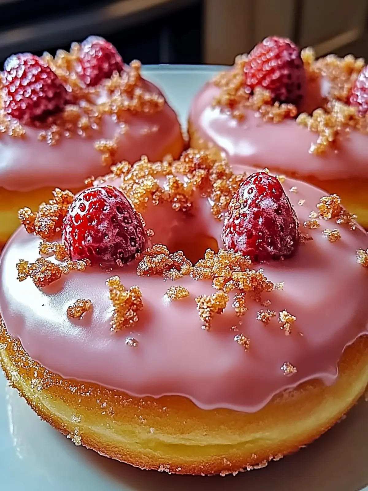 Glazed Strawberry Crunch Donuts You Can't Resist Baking Today 5 Glazed Strawberry Crunch Donuts