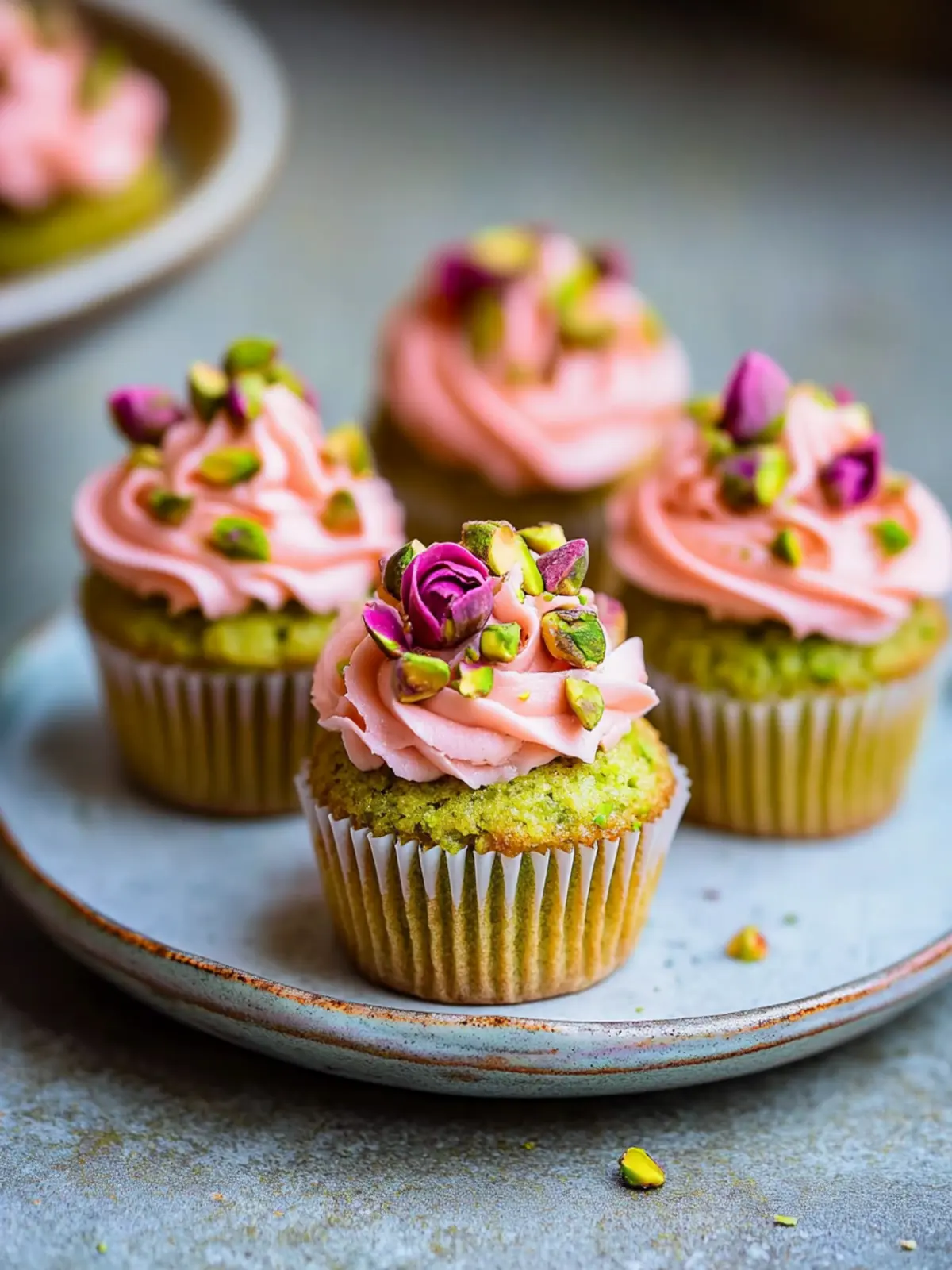 Vegan Mini Rose Pistachio Cupcakes for Sweet Celebrations 3 Vegan Mini Rose Pistachio Cupcakes