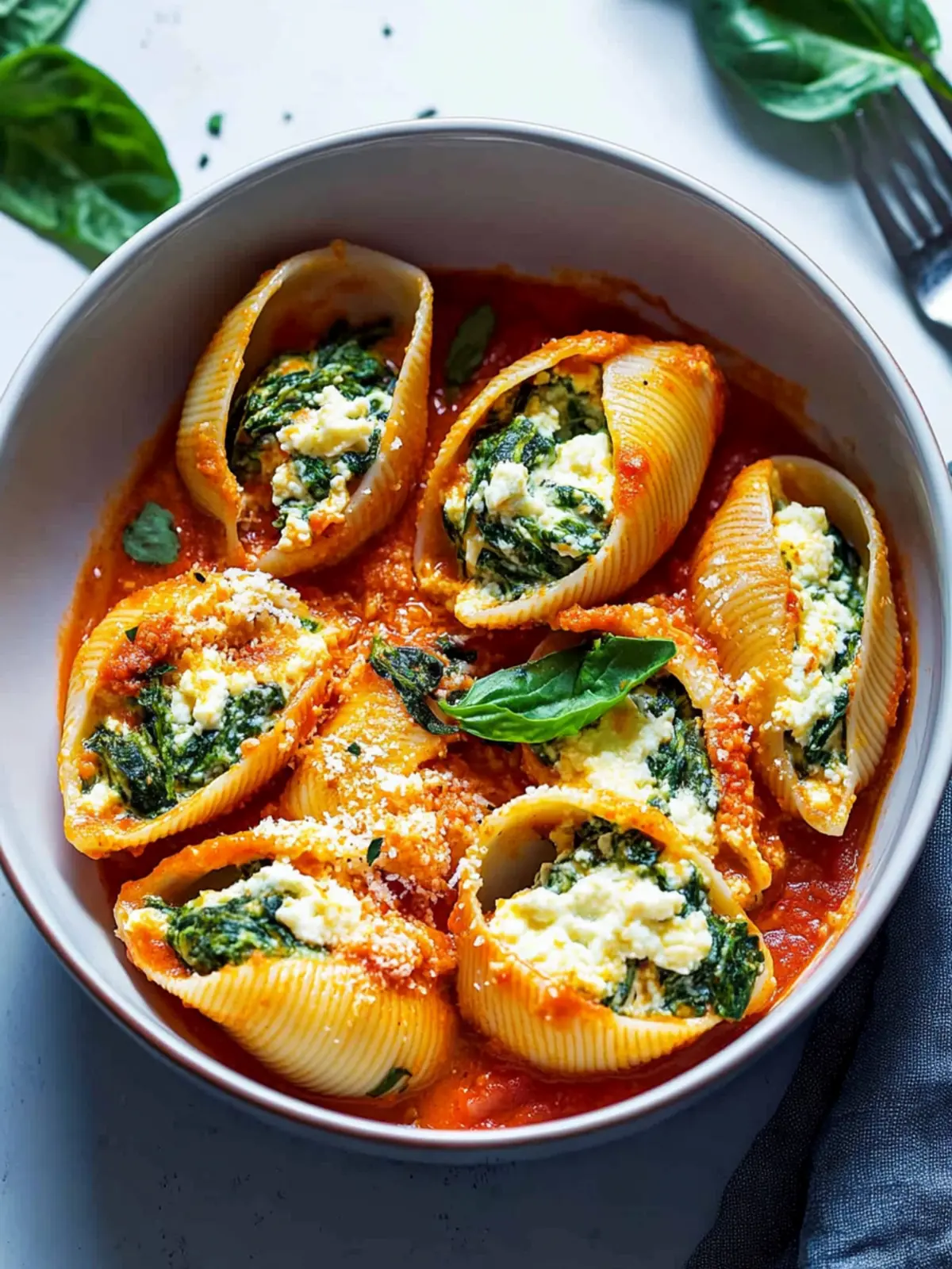 Spinach Ricotta Stuffed Shells in Creamy Basil Vodka Bliss 4 Spinach Ricotta Stuffed Shells