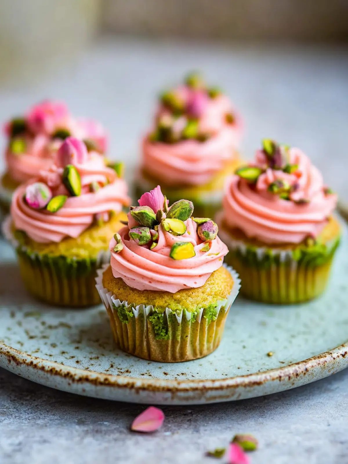 Vegan Mini Rose Pistachio Cupcakes for Sweet Celebrations 5 Vegan Mini Rose Pistachio Cupcakes