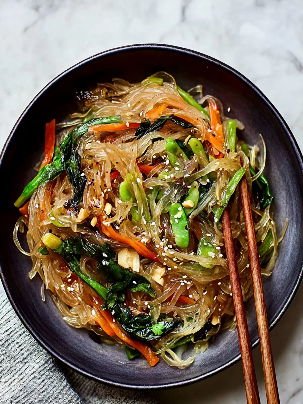 Savory Japchae: Feel-Good Stir-Fry with Tender Beef Delight 3 Japchae