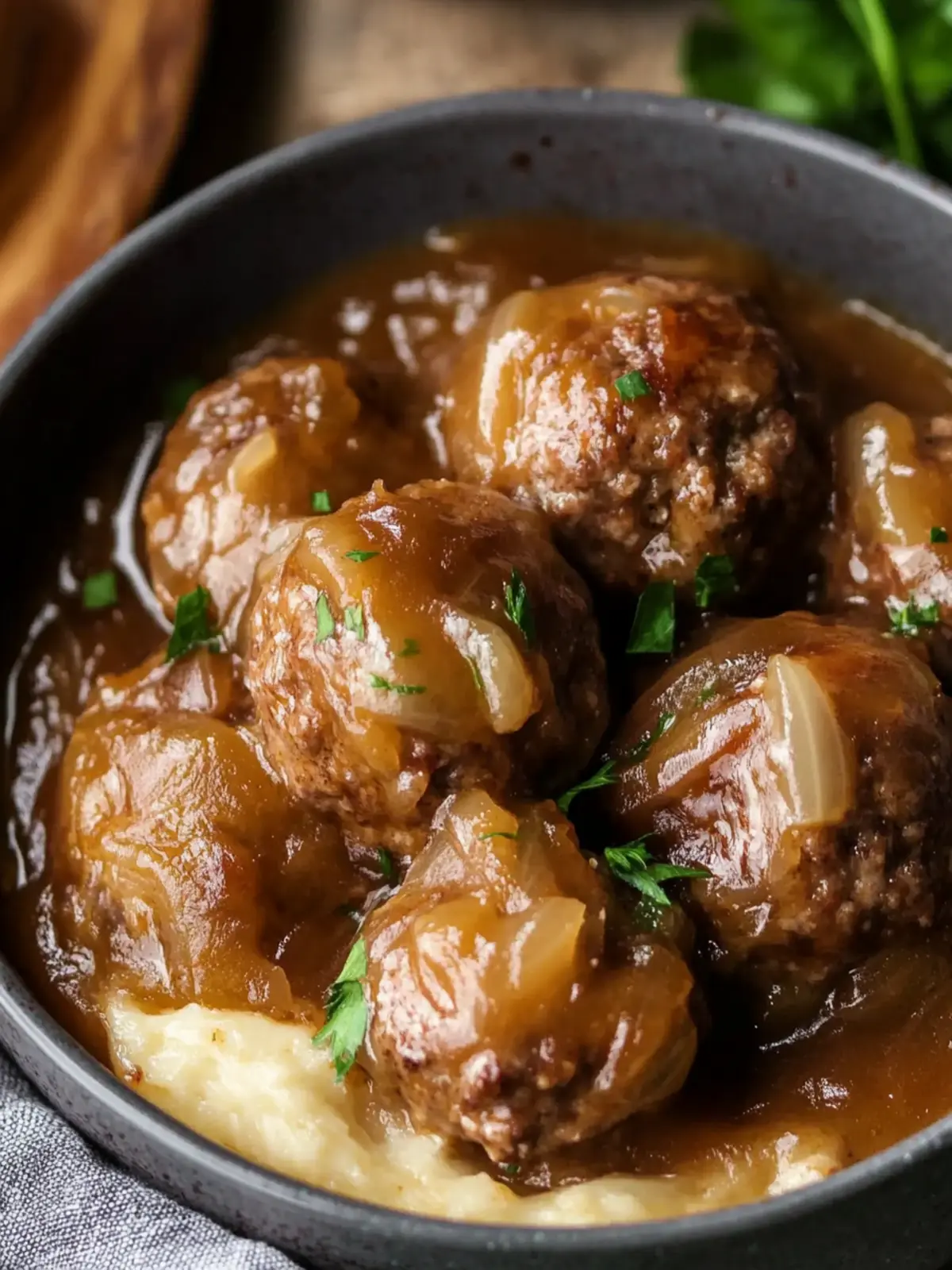 Melt-in-Your-Mouth Crock Pot French Onion Meatballs 5 Crock Pot French Onion Meatballs
