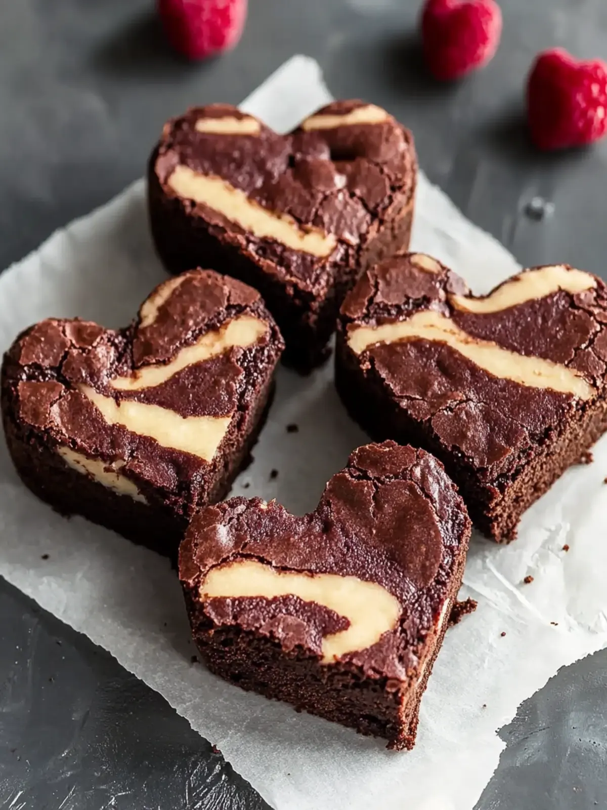 Heart Shaped Brownies with Raspberry Swirl – Love in Every Bite 2 Heart Shaped Brownies
