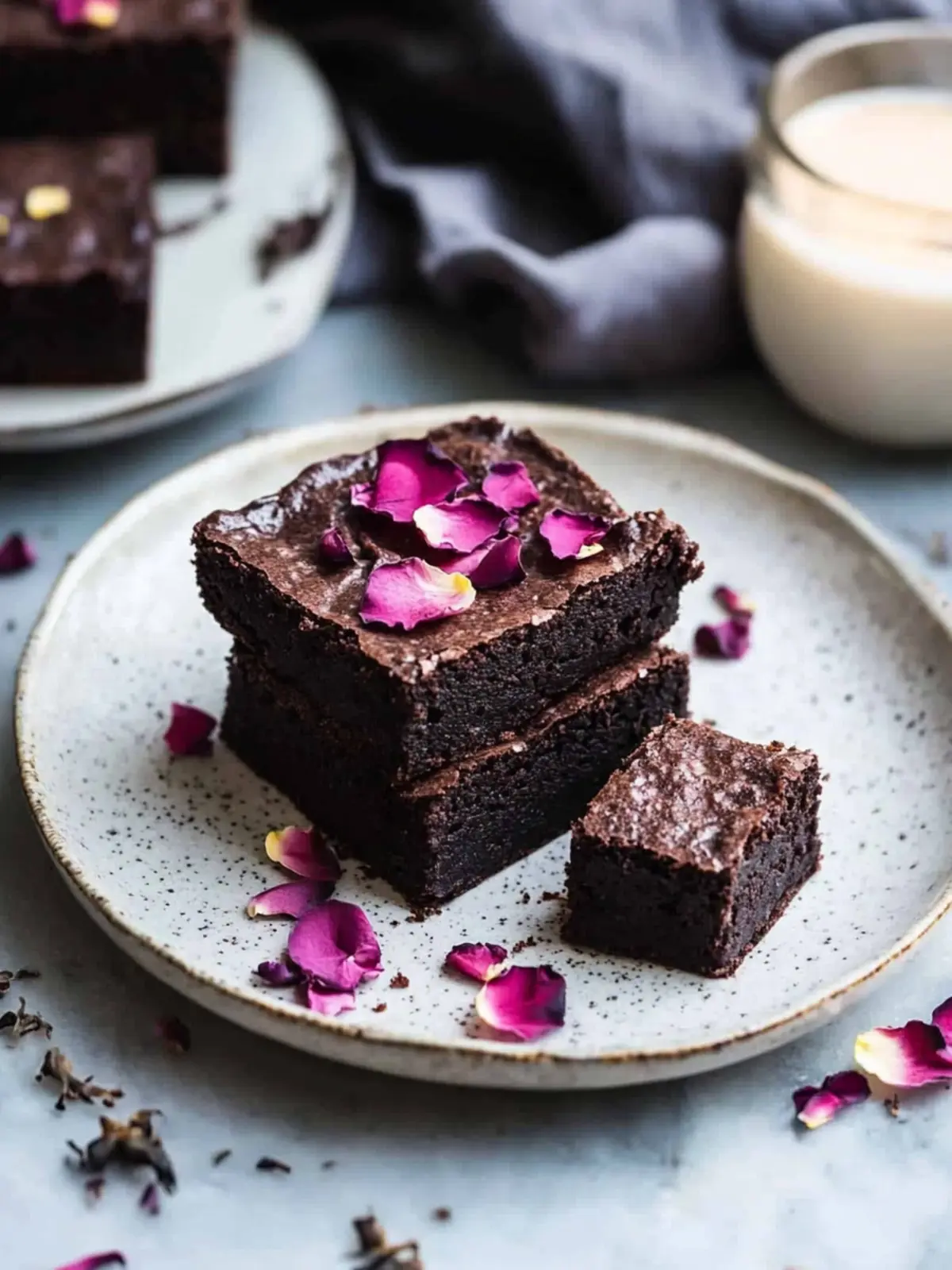 Delicious Grey Brownies with Rose Petals for Sweet Romance 4 Grey Brownies with Rose Petals