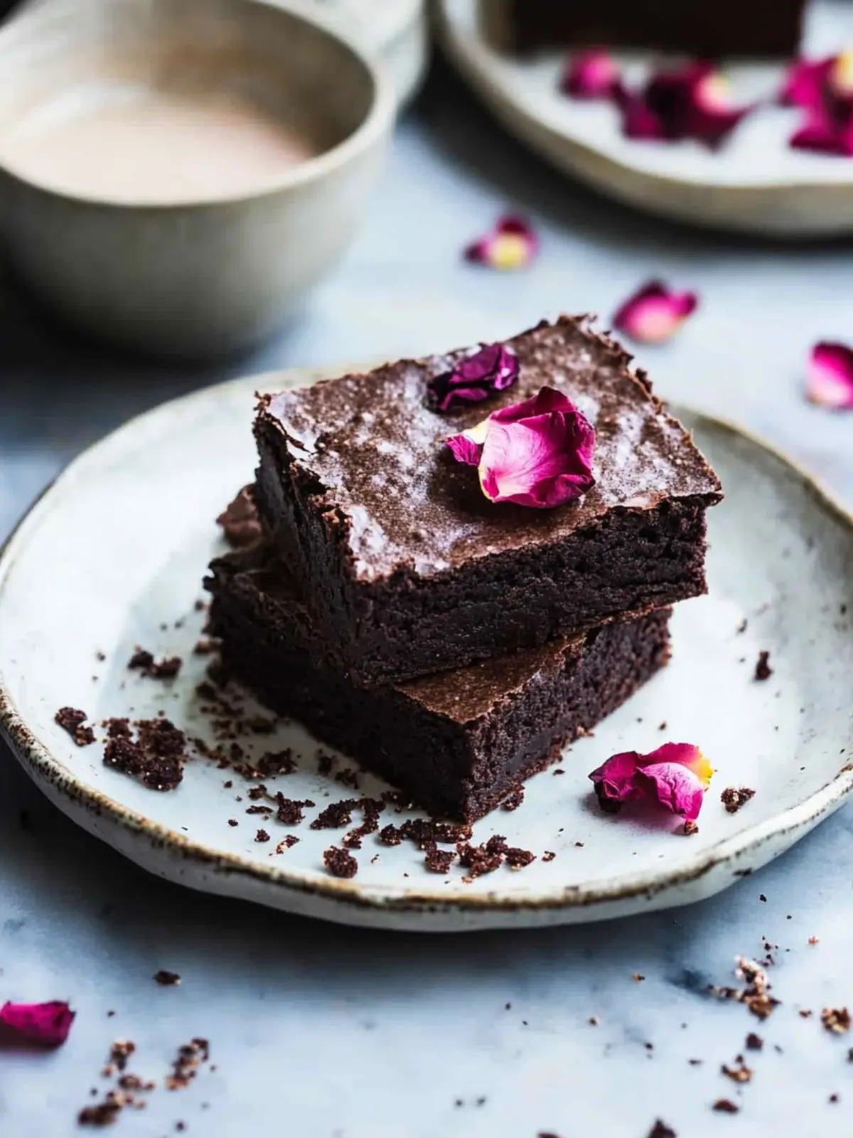 Delicious Grey Brownies with Rose Petals for Sweet Romance 5 Grey Brownies with Rose Petals