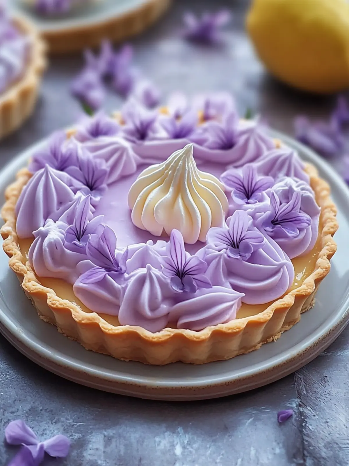 Mini Lemon Tart with Lilac Meringue: A Springtime Delight 2 Mini Lemon Tart with Lilac Meringue