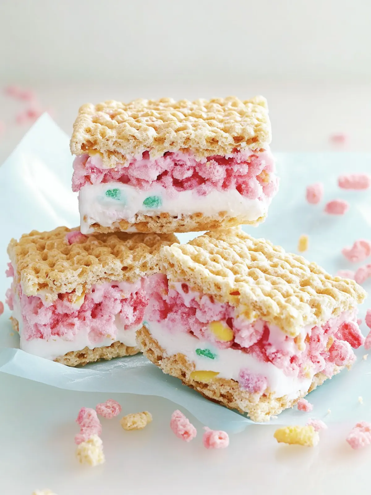 Puffed Cereal Ice Cream Sandwiches for Summer Fun 3 Puffed Cereal Ice Cream Sandwiches