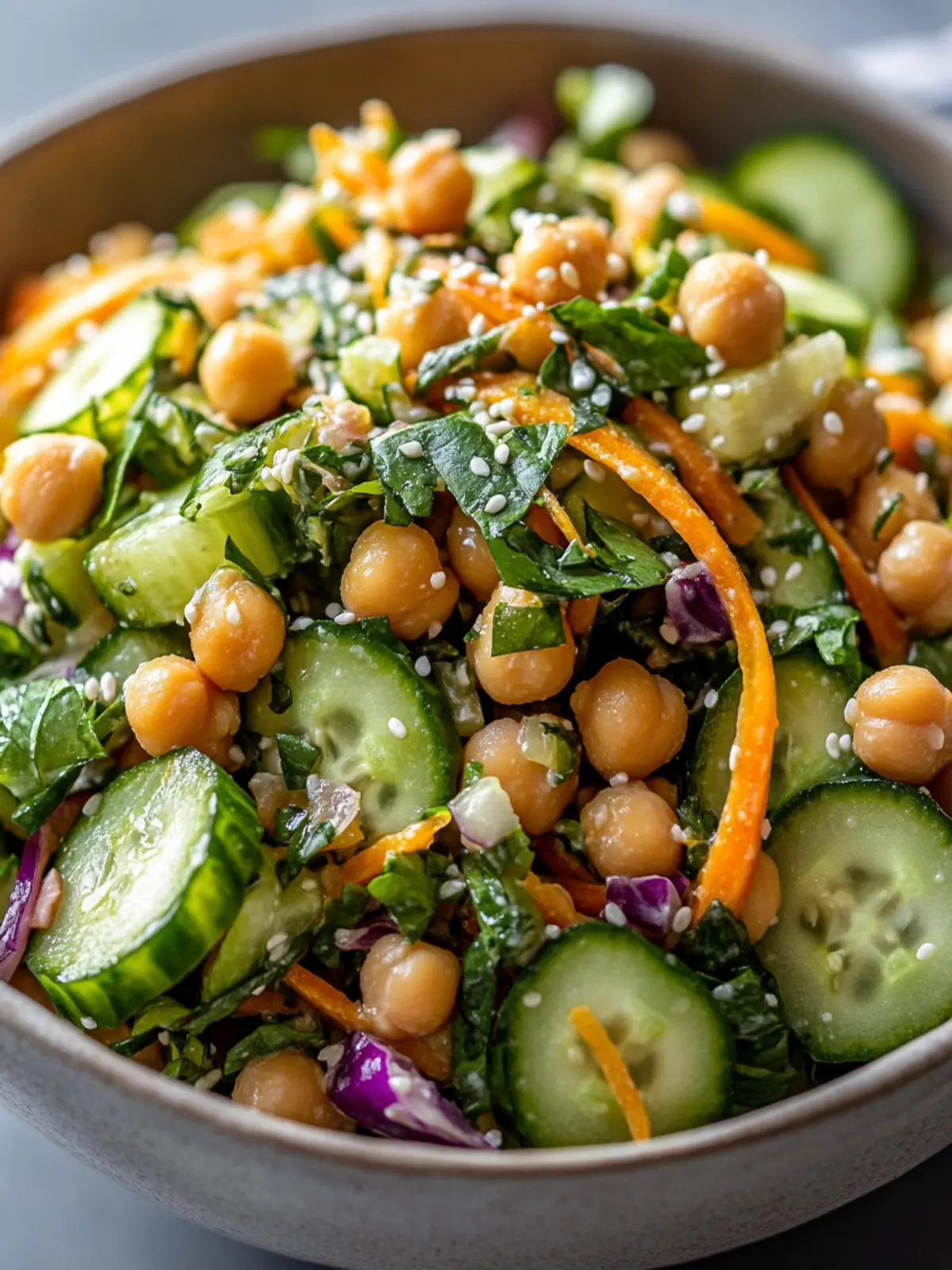 Crispy Cucumber and Chickpea Slaw with Flavorful Sesame Dressing 5 Cucumber and Chickpea Slaw