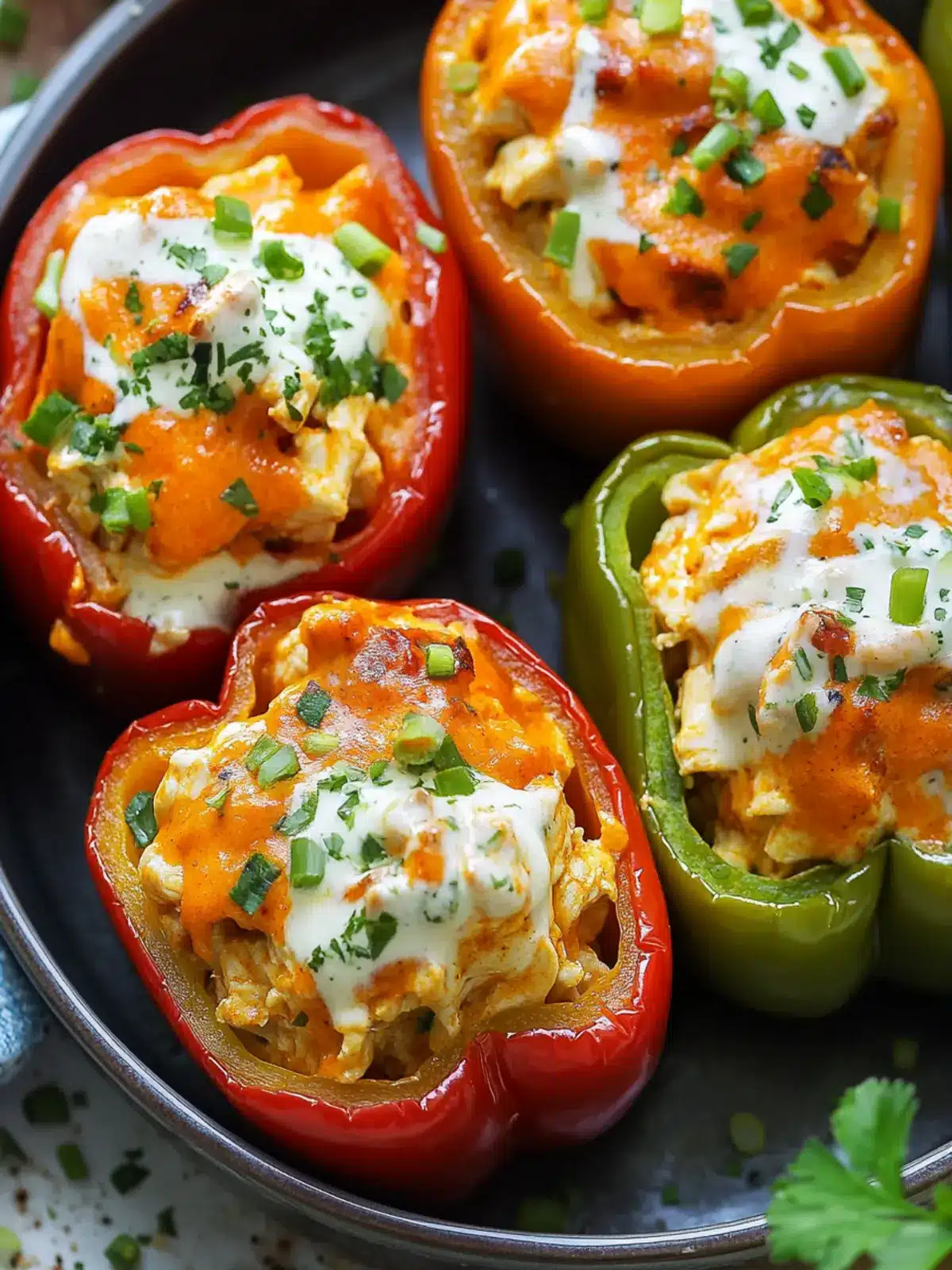 Buffalo Chicken Stuffed Peppers for a Spicy, Healthy Dinner 2 Buffalo Chicken Stuffed Peppers