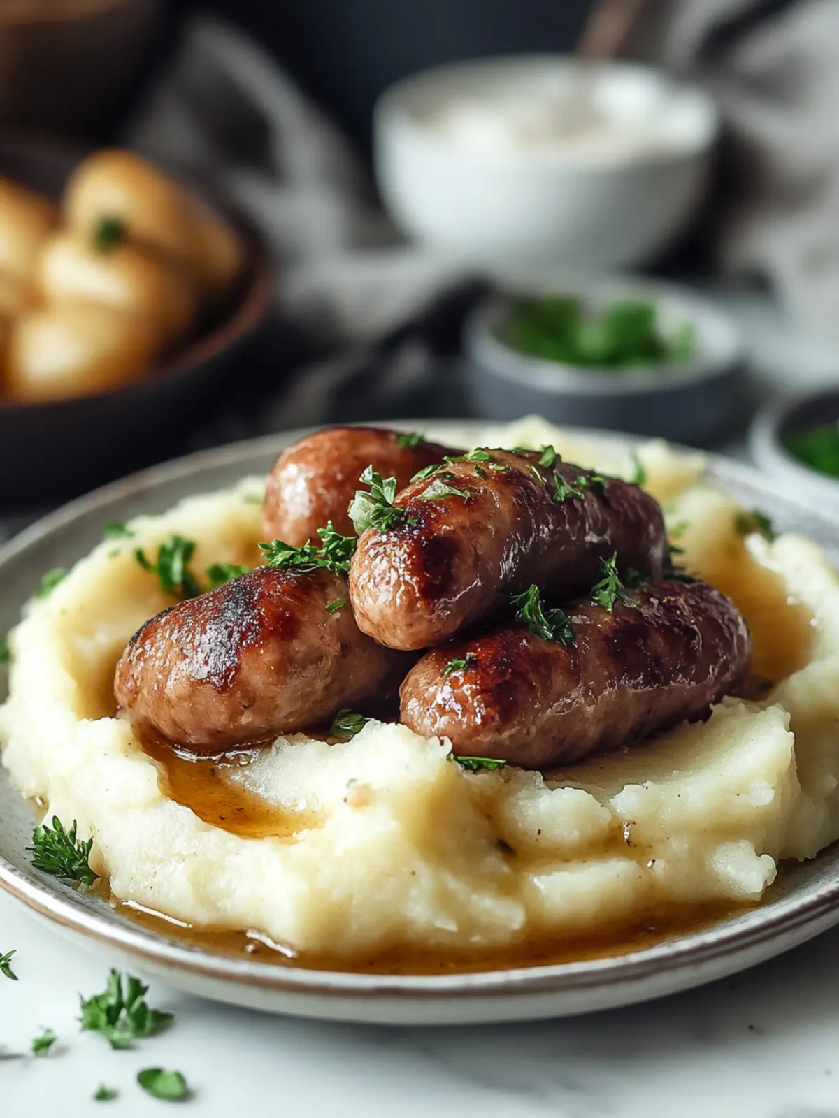 Savor the Comfort: Bangers and Mash with Creamy Gravy 4 Bangers and Mash
