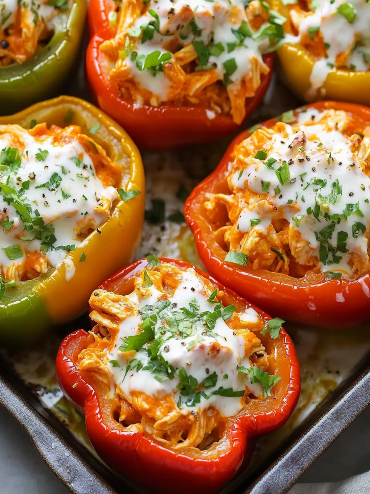 Buffalo Chicken Stuffed Peppers for a Spicy, Healthy Dinner 4 Buffalo Chicken Stuffed Peppers