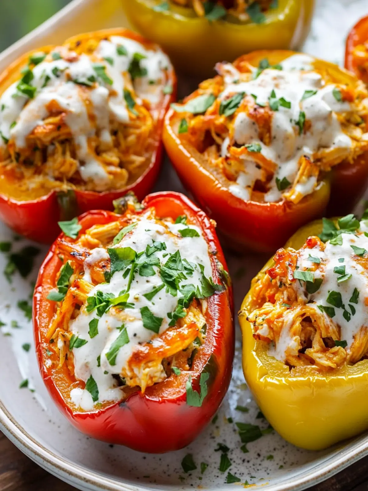 Buffalo Chicken Stuffed Peppers for a Spicy, Healthy Dinner 5 Buffalo Chicken Stuffed Peppers