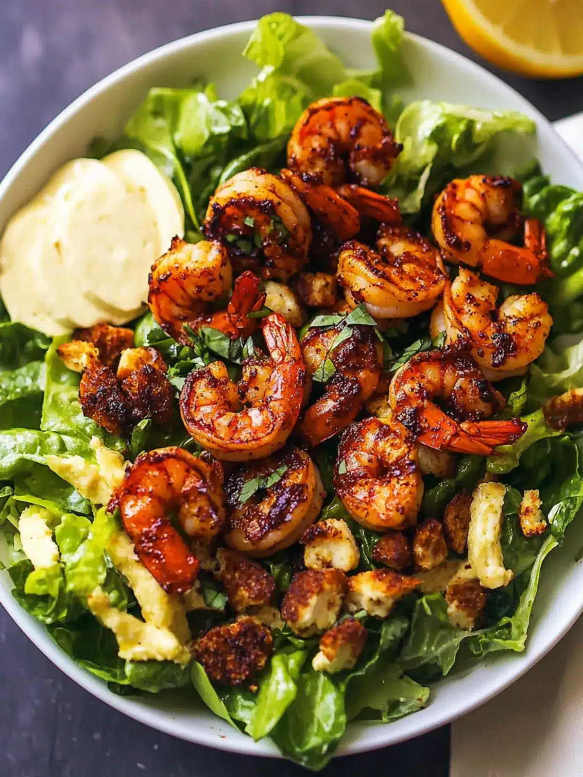 Hot Honey Blackened Shrimp Caesar Salad for Bold Flavor Lovers 3 hot honey blackened shrimp caesar salad