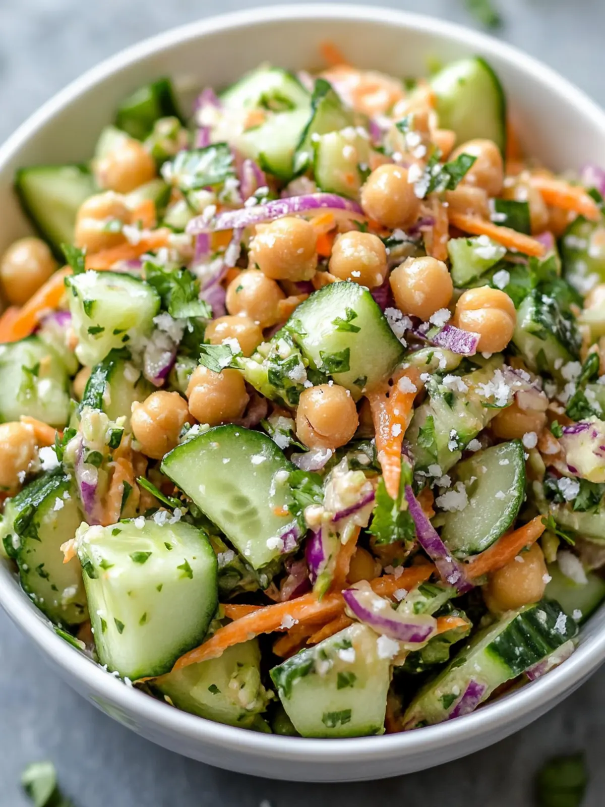 Crispy Cucumber and Chickpea Slaw with Flavorful Sesame Dressing 2 Cucumber and Chickpea Slaw