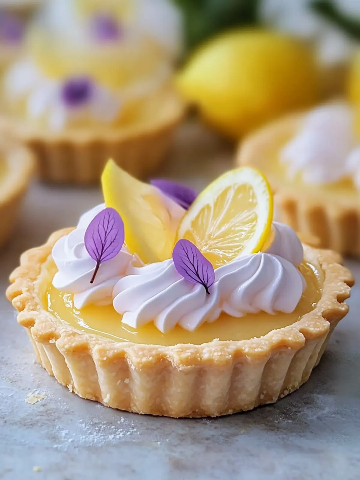 Mini Lemon Tart with Lilac Meringue for a Spring Delight 4 Mini Lemon Tart