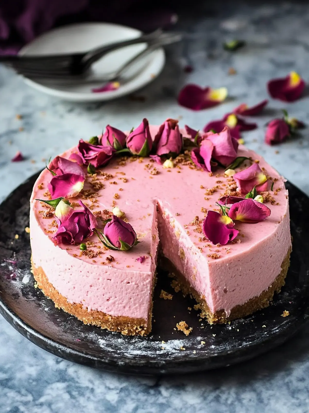 Eggless Baked Rose Cheesecake: A Floral Dream Dessert to Savor 2 Eggless Baked Rose Cheesecake