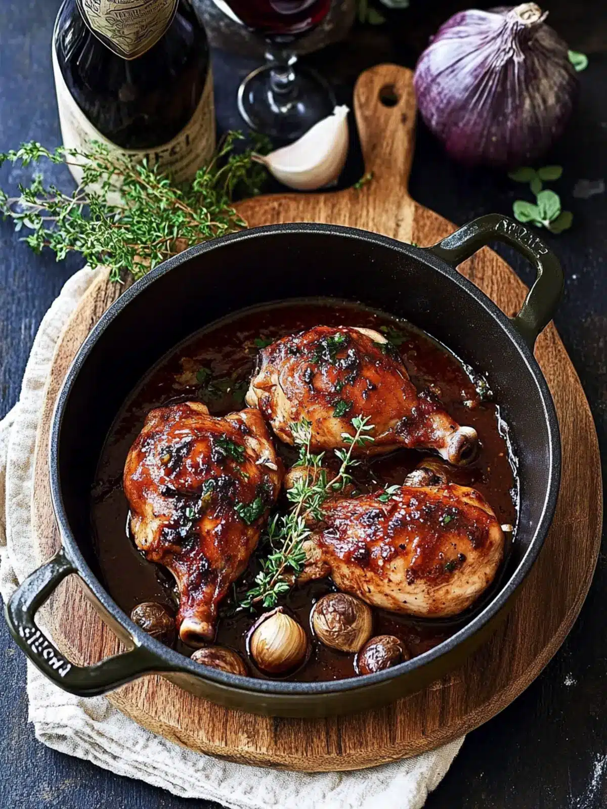 Savory Chicken Pinot Noir with Mushrooms and Fresh Basil Delight 4 Chicken Pinot Noir