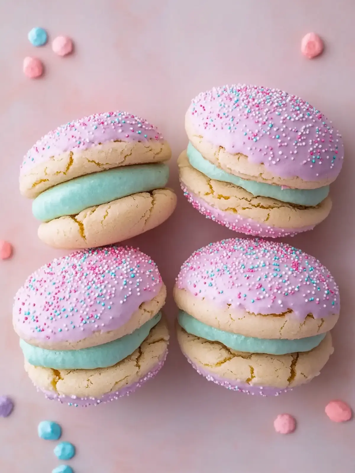 Pastel Sugar Cookie Sandwiches with Dreamy Cream Filling 4 Pastel Sugar Cookie Sandwiches