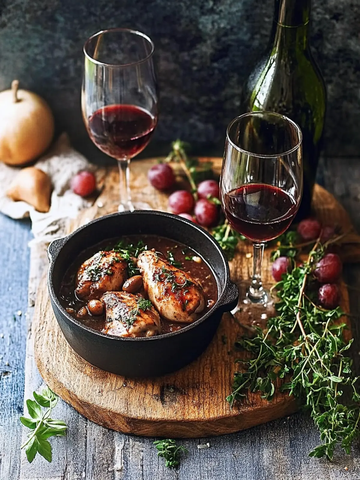 Savory Chicken Pinot Noir with Mushrooms and Fresh Basil Delight 3 Chicken Pinot Noir