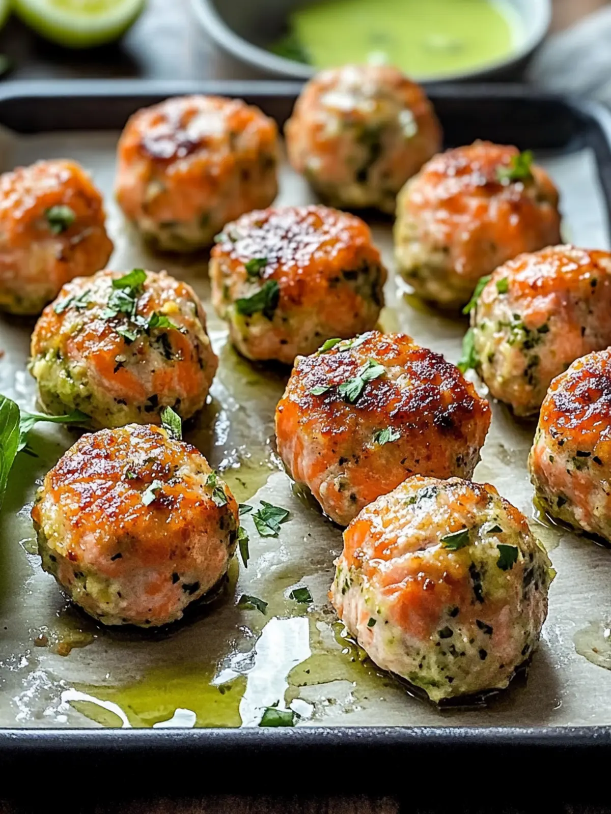 Baked Salmon Meatballs with Avocado Sauce: A Healthy Delight 3 Baked Salmon Meatballs