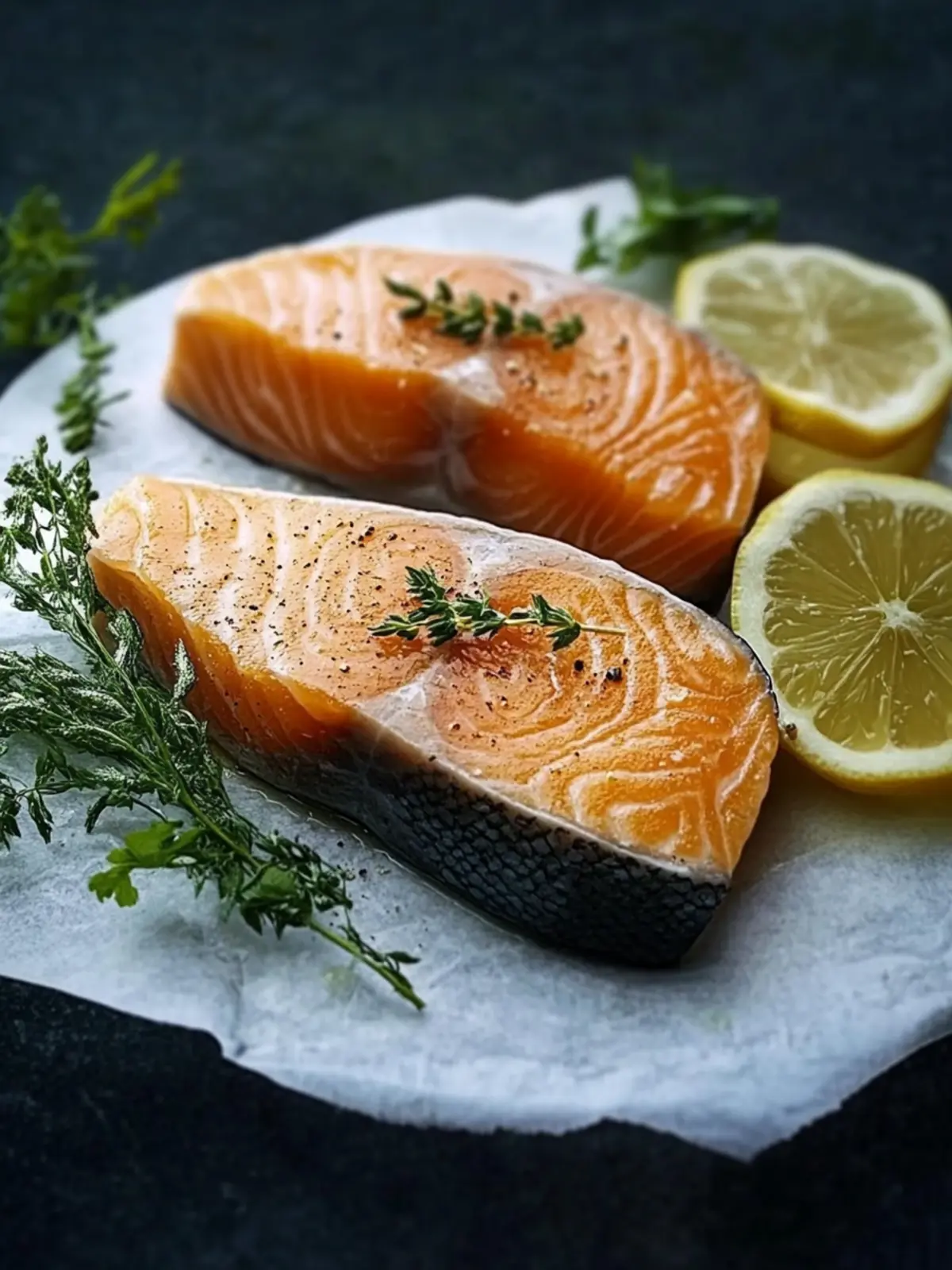 Savory Salmon Steaks with Zesty Lemon Butter Bliss 3 Salmon Steaks