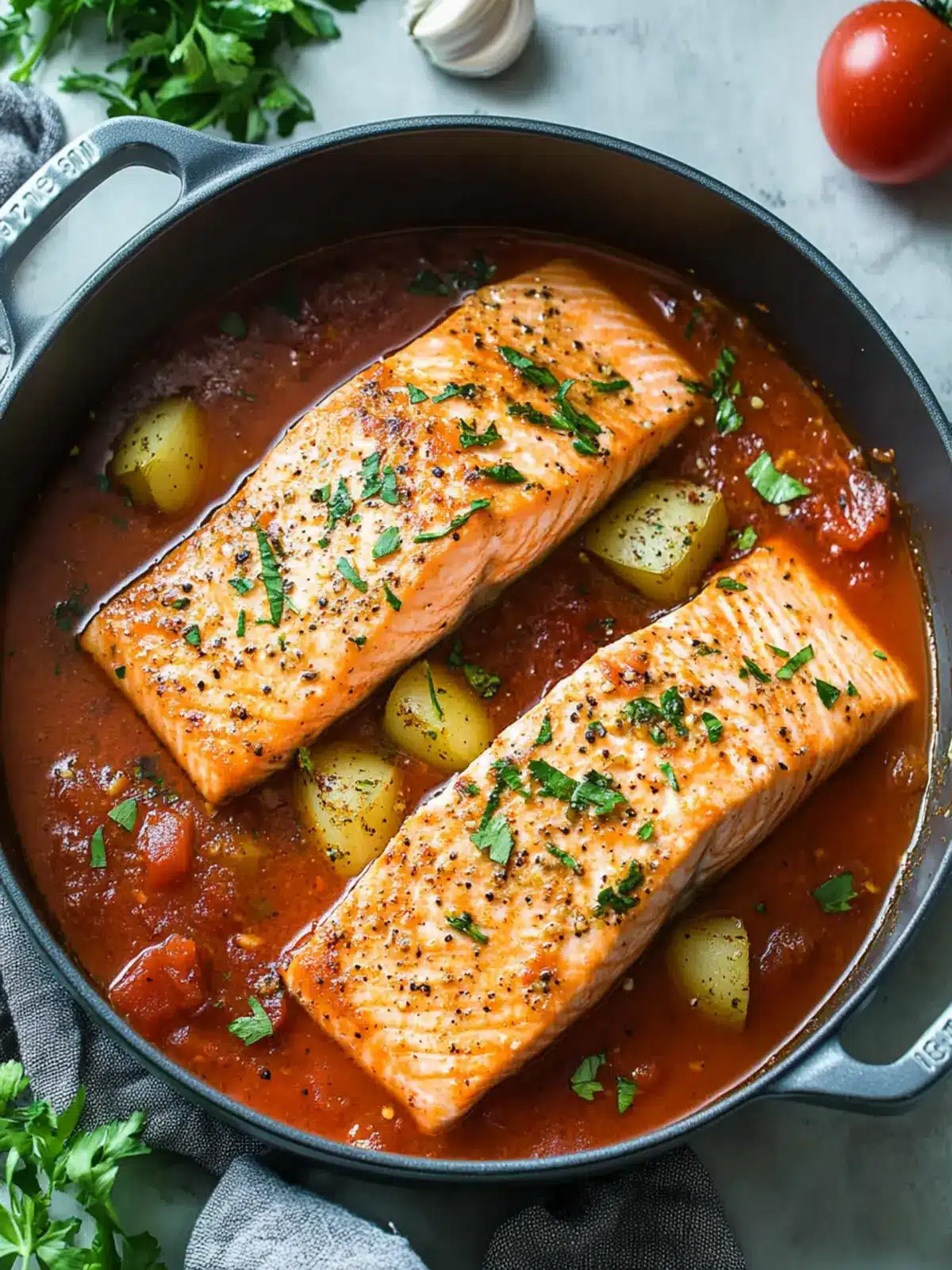 Garlic Salmon in Tomato Sauce: A Flavorful Home-Cooked Delight 5 Garlic Salmon in Tomato Sauce